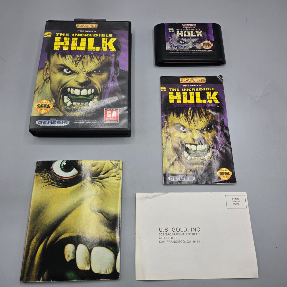 The Incredible Hulk Sega Genesis CIB Complete with Manual U.S. Gold Marvel 1994